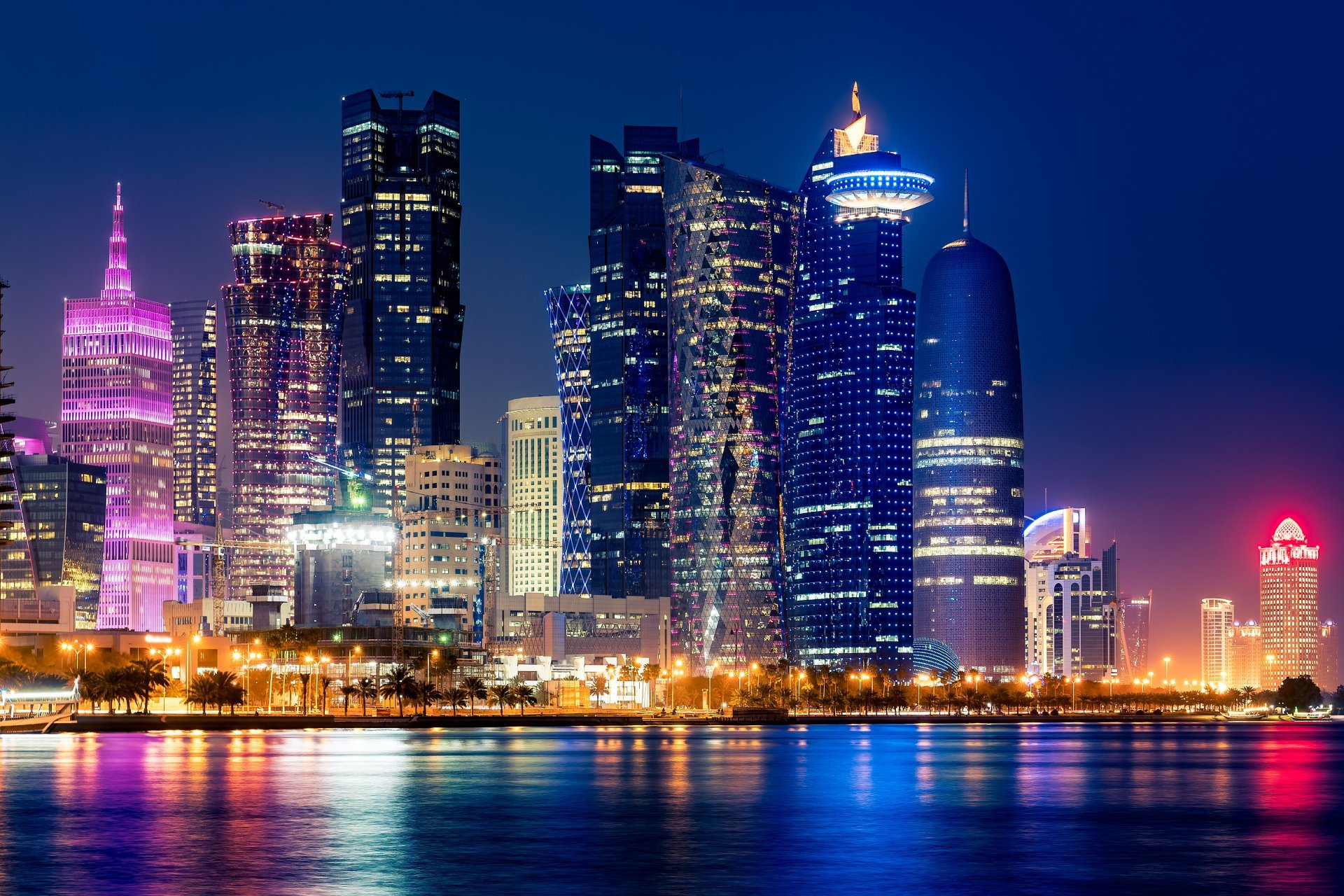 Night,View,On,The,Centre,Of,The,City,Doha,,Qatar